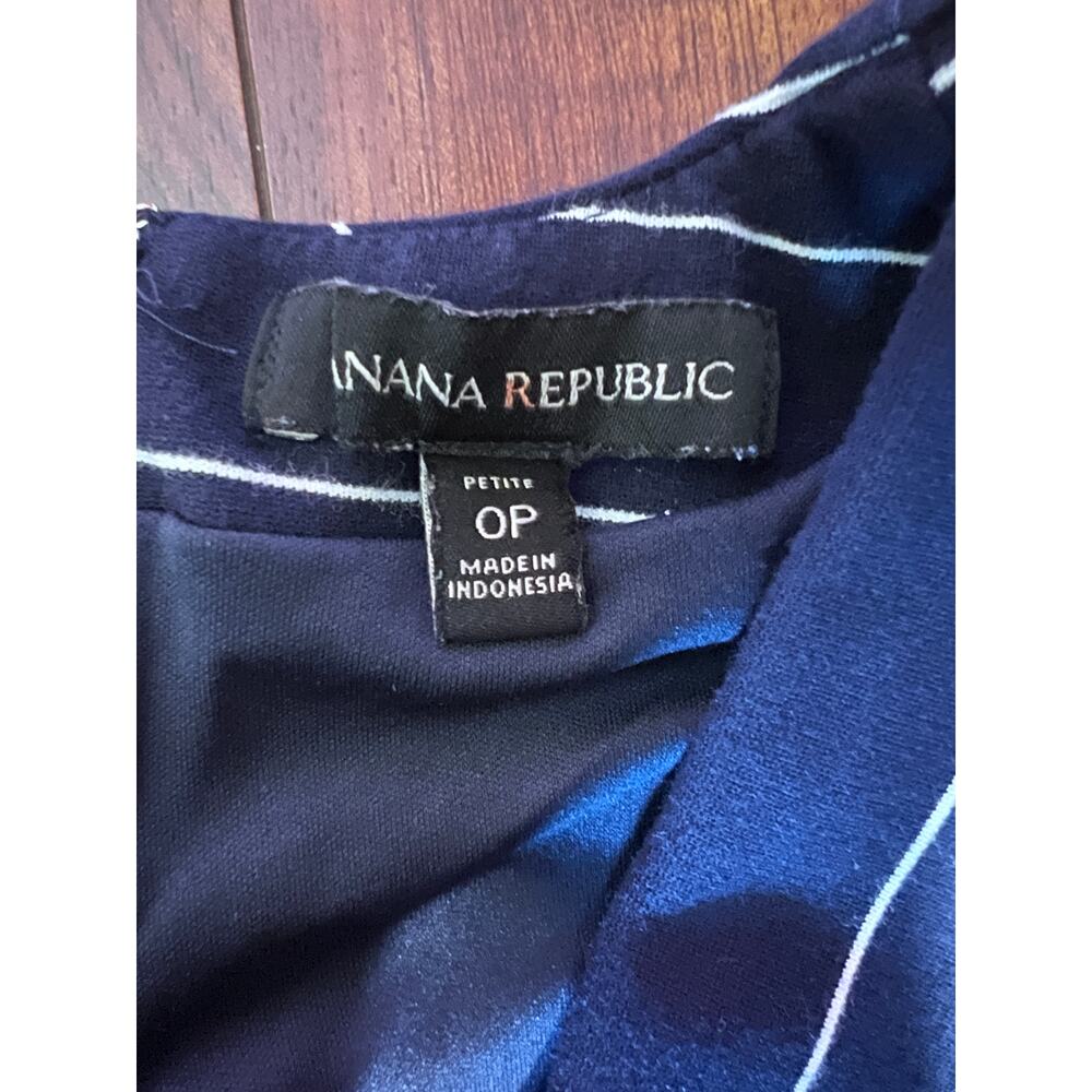 Banana Republic Sleeveless VNeck Sheath Dress Women Petite 0P Navy White Striped - Picture 7 of 7